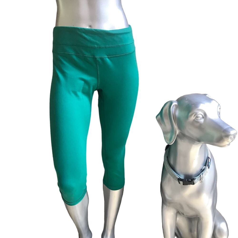 North Face Flash Dry Green Yoga Cropped Leggings Waist Pocket Women's Size Large